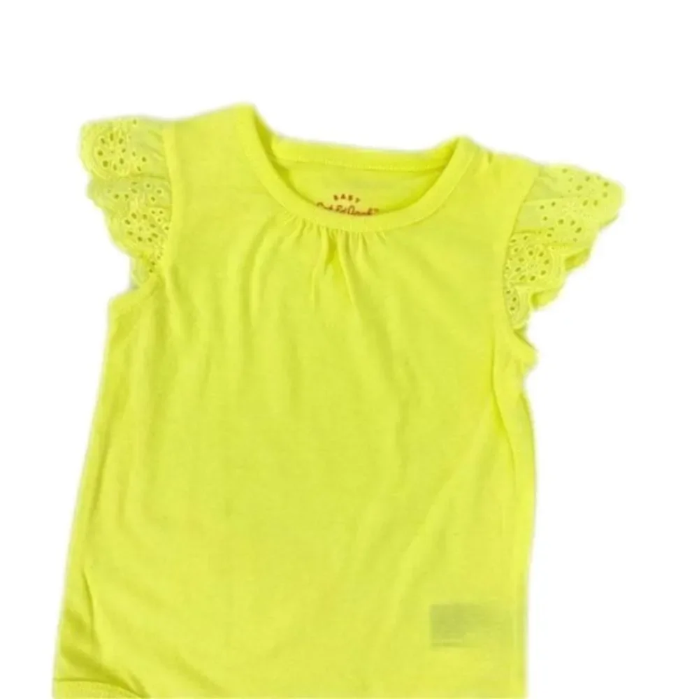 Cat & Jack Yellow Eyelet Flutter Sleeve Bodysuit Onsie New 6-9 Months